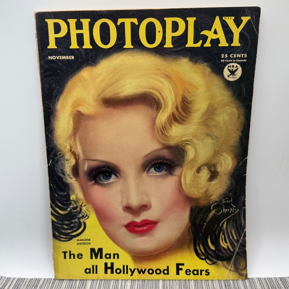 Photoplay Magazine November 1933 Marlene Dietrich Cover Earl Christy Pre-Code‎
